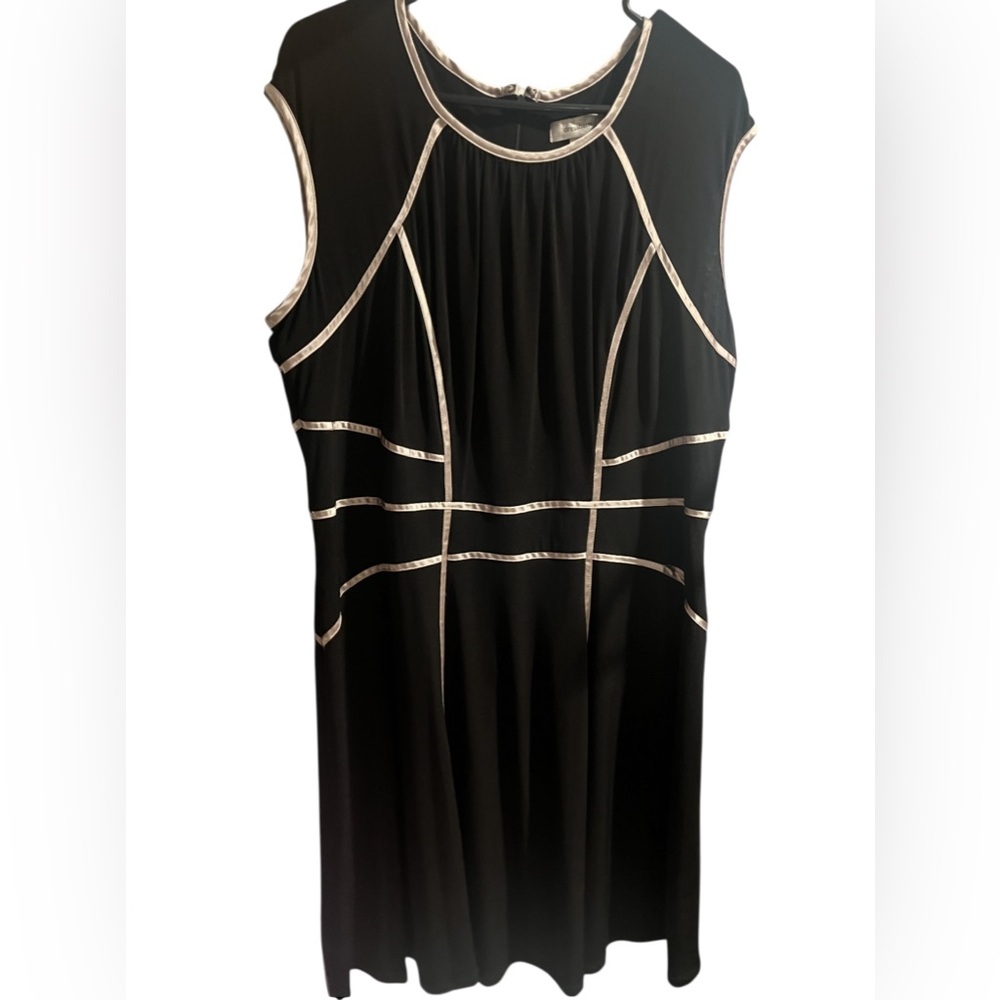 Dressbarn Black Sleeveless Dress with Silver Trim